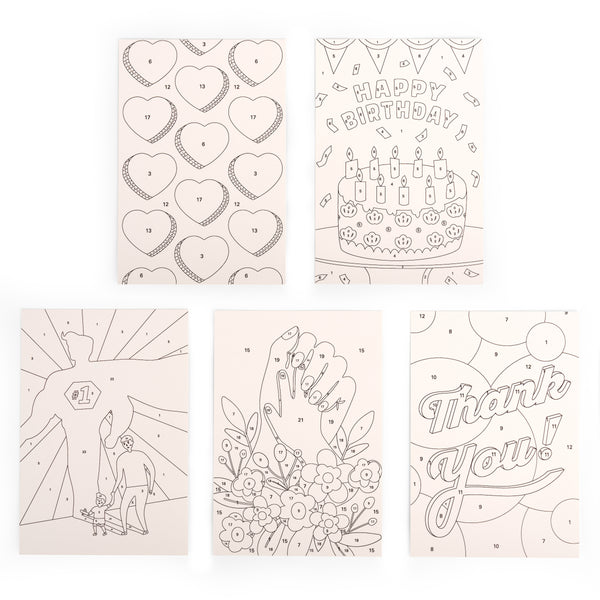 Kikkerland Crafters Paint By Numbers Greeting Cards