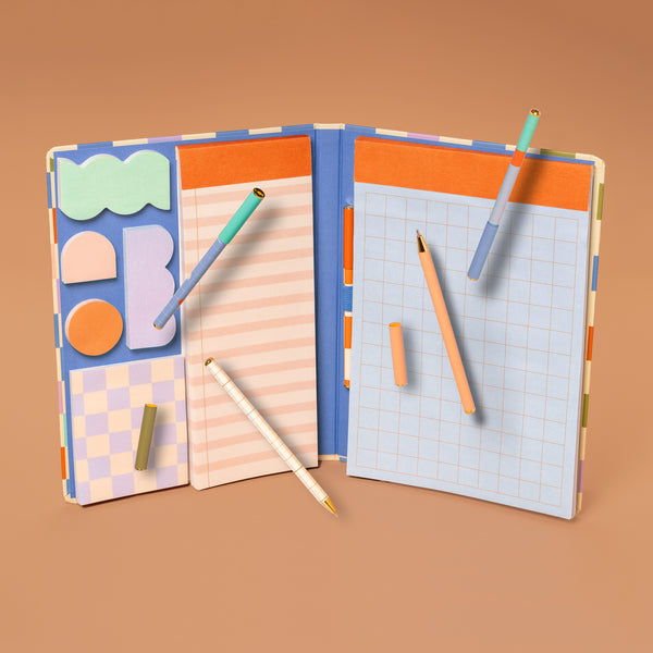 Kikkerland Inkerie Notepad With Sticky Notes Set And Pen