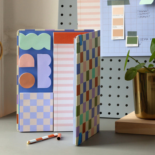 Kikkerland Inkerie Notepad With Sticky Notes Set And Pen