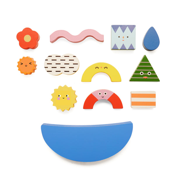 Kikkerland Kidoki Teeter Totter Shapes Wooden Balance Game