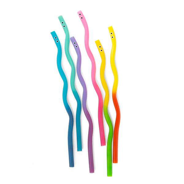 kikkerland Kidoki Wiggly Worm Color Changing Straws