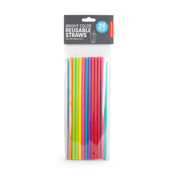 Kikkerland 8” Bright Color Reusable Straws