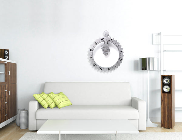 Kikkerland Big Wheel Wall Clock Silver