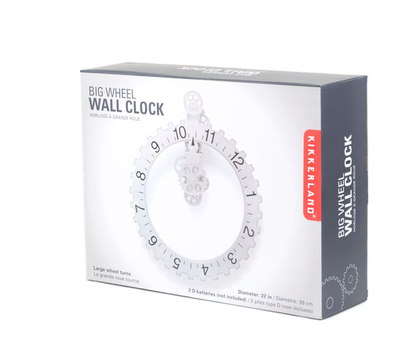 Kikkerland Big Wheel Wall Clock Silver
