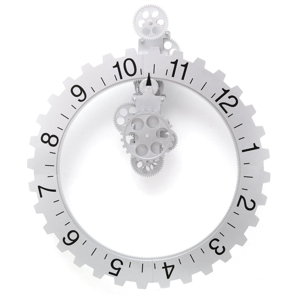 kikkerland Big Wheel Wall Clock Silver