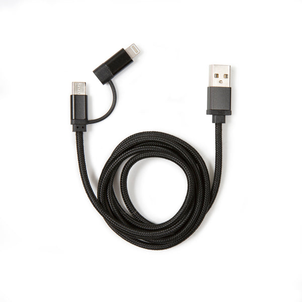 kikkerland Black 2-in-1 Braided Cable