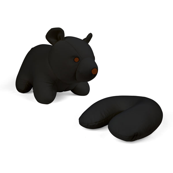 kikkerland Black Bear Zip & Flip Travel Pillow