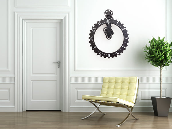 Kikkerland Black Big Wheel Wall Clock