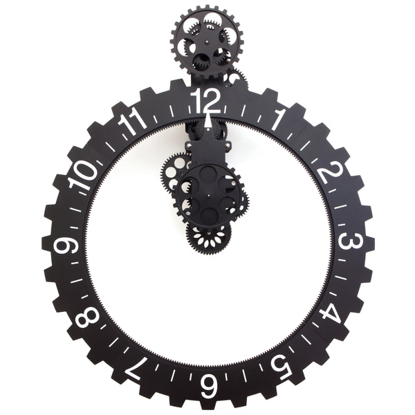 kikkerland Black Big Wheel Wall Clock