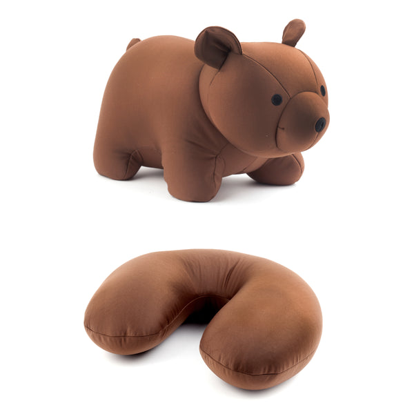 Kikkerland Brown Bear Zip & Flip Travel Pillow