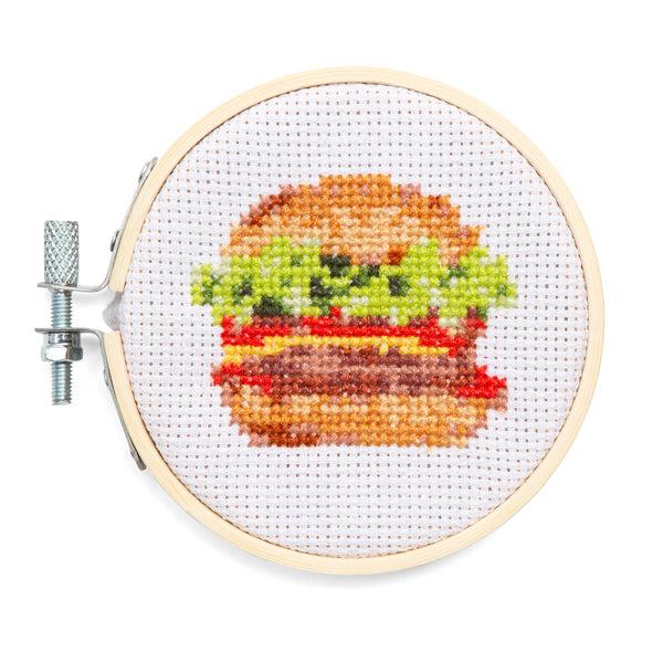 kikkerland Burger Mini Cross Embroidery Kit