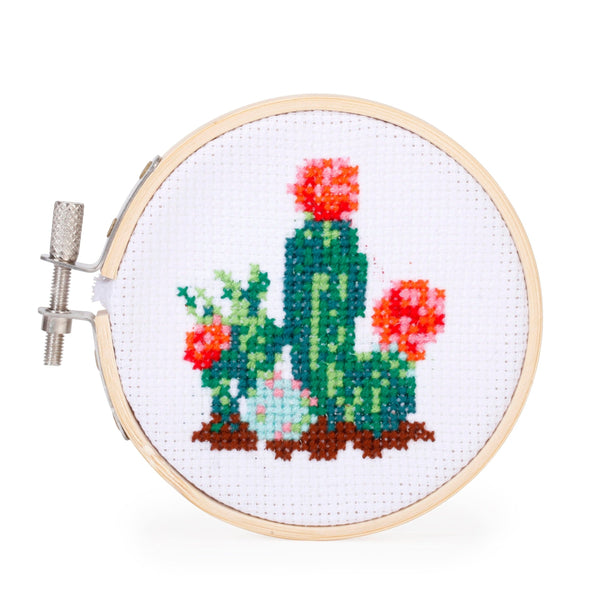 kikkerland Cactus Mini Cross Stitch Embroidery Kit