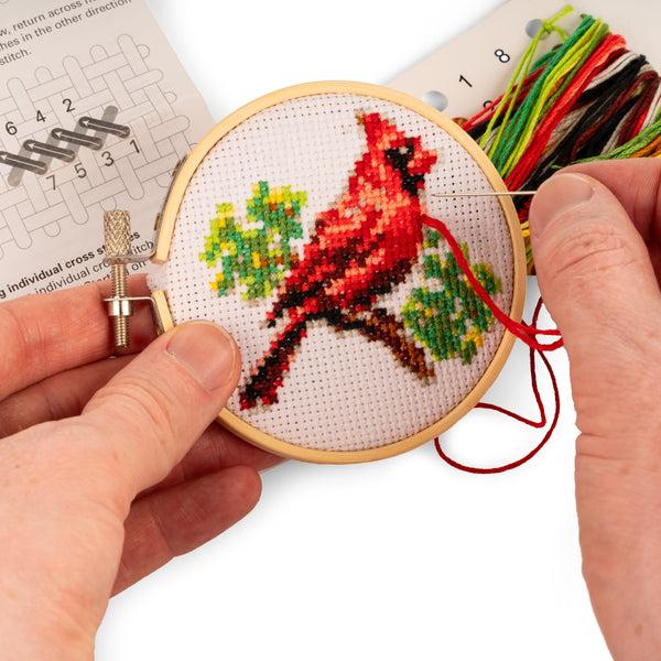 Kikkerland Cardinal Mini Cross Stitch Embroidery