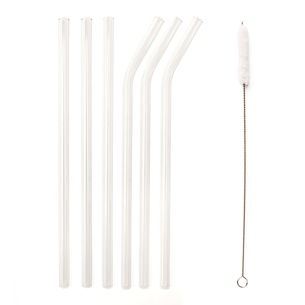 Kikkerland Clear Reusable Glass Straws
