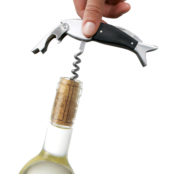 Kikkerland Dark Wood Fish Corkscrew