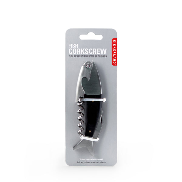 Kikkerland Dark Wood Fish Corkscrew