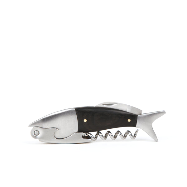 kikkerland Dark Wood Fish Corkscrew