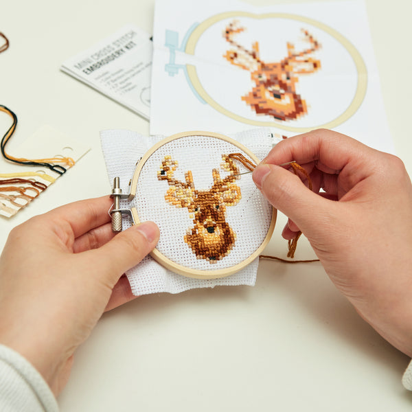 Kikkerland Deer Mini Cross Stitch Embroidery Kit