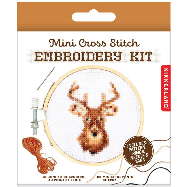 Kikkerland Deer Mini Cross Stitch Embroidery Kit