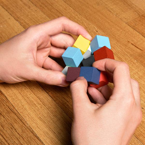 Kikkerland Elasti Cube 3D Wooden Puzzle