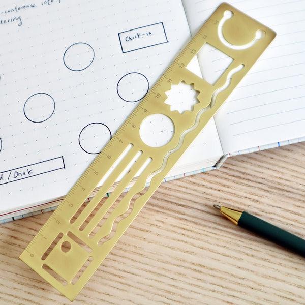 Kikkerland Inkerie 3 In 1 Metal Ruler