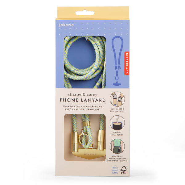 Kikkerland Inkerie Charge & Carry Phone Lanyard Blue