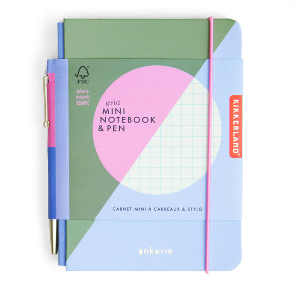 Kikkerland Inkerie Grid Mini Notebook & Pen