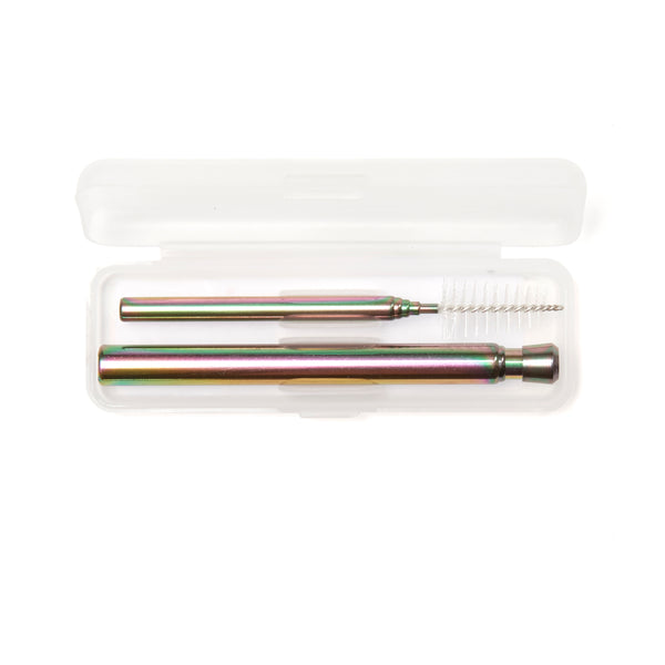 kikkerland Irredescent Travel Straw Set