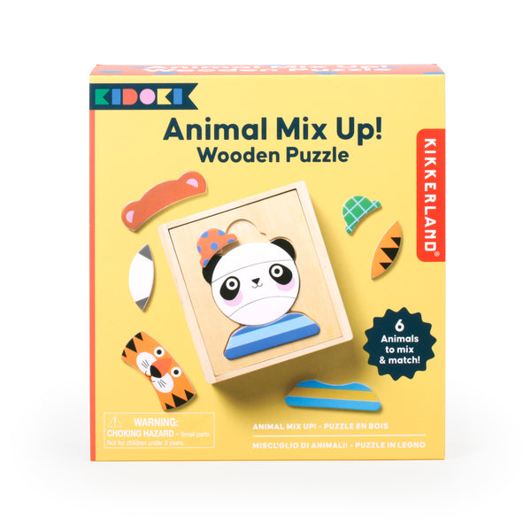 Kikkerland Kidoki Animal Mix Up Wooden Puzzle