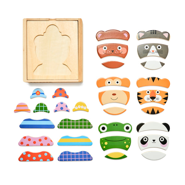 kikkerland Kidoki Animal Mix Up Wooden Puzzle