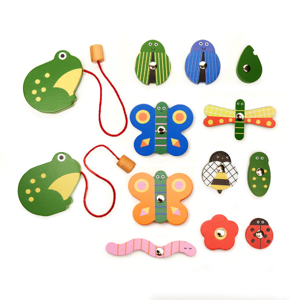 kikkerland Kidoki Catch a Bug Wooden Fishing Game