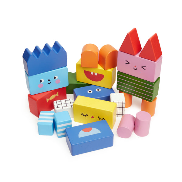 Kikkerland Kidoki Stack & Mix Wooden Building Blocks