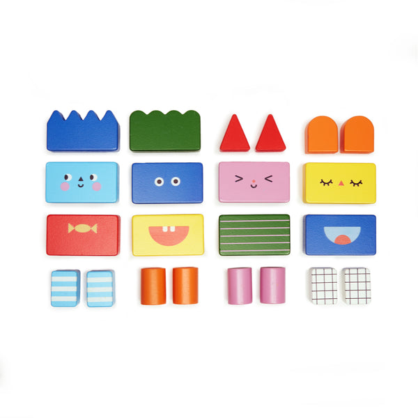 Kikkerland Kidoki Stack & Mix Wooden Building Blocks