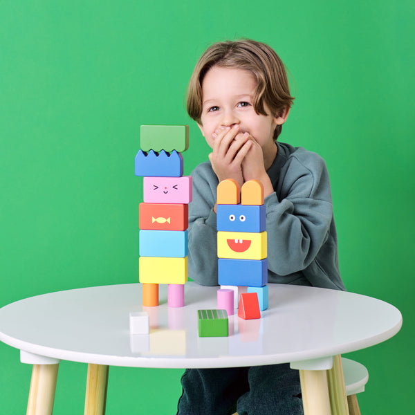kikkerland Kidoki Stack & Mix Wooden Building Blocks