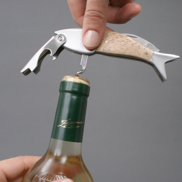 Kikkerland Light Wood Fish Corkscrew