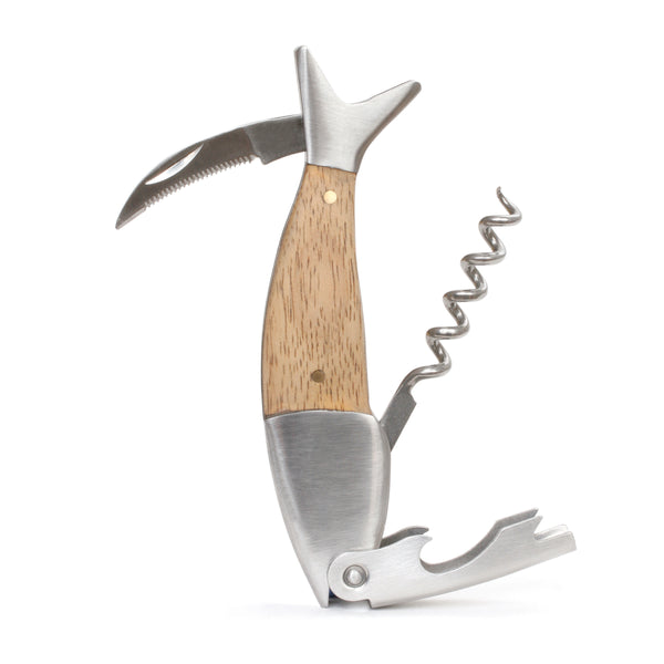Kikkerland Light Wood Fish Corkscrew