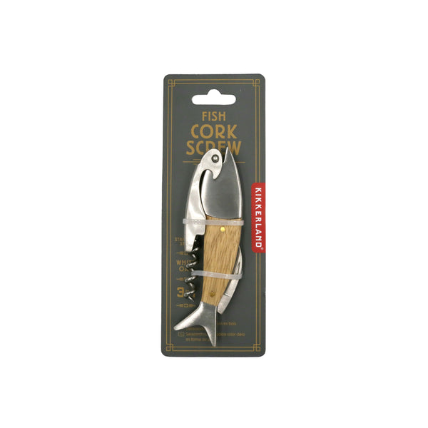 Kikkerland Light Wood Fish Corkscrew