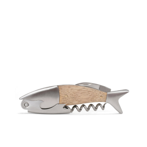 kikkerland Light Wood Fish Corkscrew