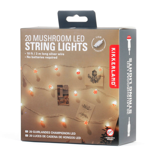 Kikkerland Mushroom String Lights 10 Ft