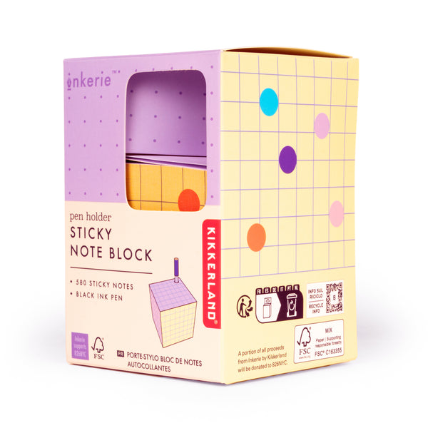 Kikkerland Pen Holder Sticky Note Block