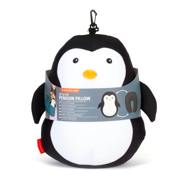 Kikkerland Penguin Zip & Flip Travel Pillow
