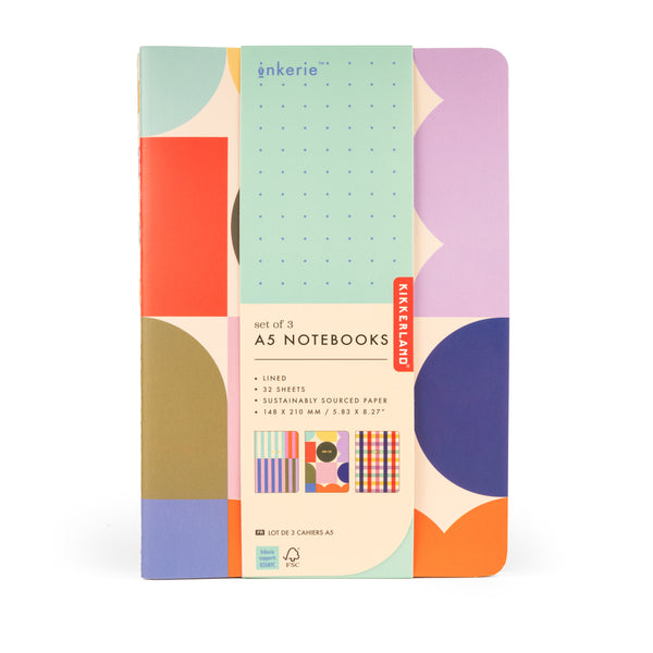Kikkerland Set Of 3 A5 Notebooks