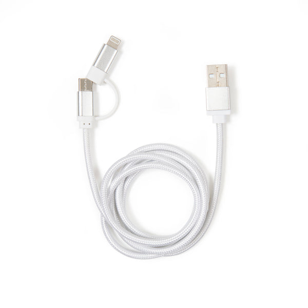 kikkerland Silver 2-in-1 Braided Cable