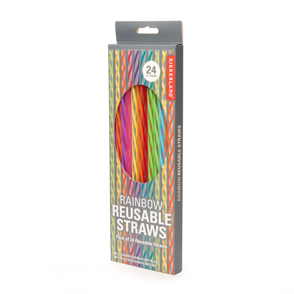 Kikkerland Tall Rainbow Reusable Straws