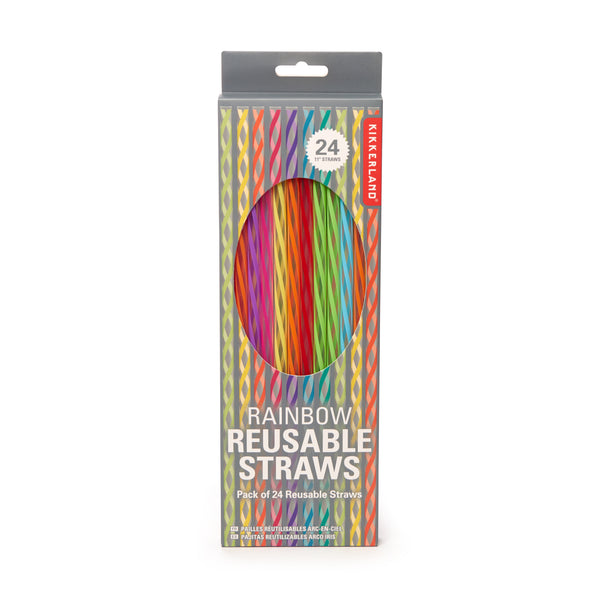 kikkerland Tall Rainbow Reusable Straws