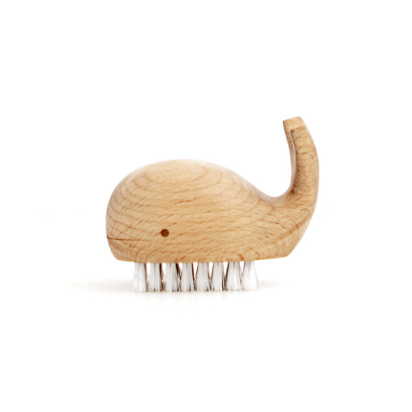 kikkerland Wooden Whale Nail Brush