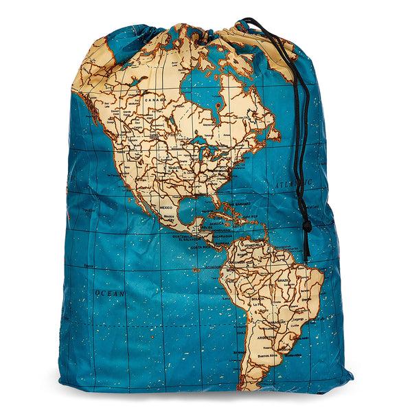 kikkerland World Map Travel-size Laundry Bag