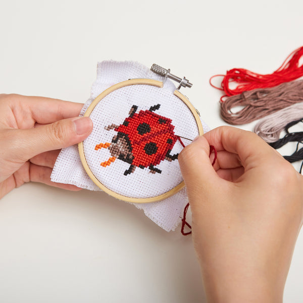 Kikkerland Ladybug Mini Cross Stitch Embroidery Kit