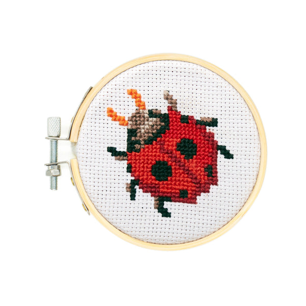 kikkerland Ladybug Mini Cross Stitch Embroidery Kit