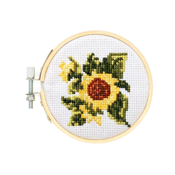 kikkerland Sunflower Mini Cross Stitch Embroidery Kit